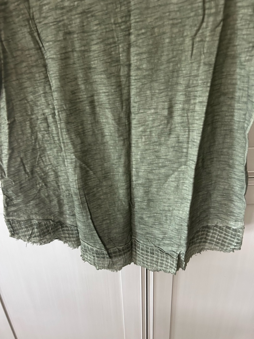 Cotton Bleu Olive Green Short Sleeve Women's Tee with Decorative Hem - Picture 6 of 7